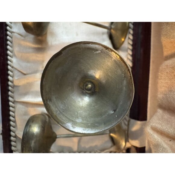 Brass Cordial Goblet Set Of 6 With Case & Stanley Silver Polishing Cloth Vintage - Picture 5 of 6
